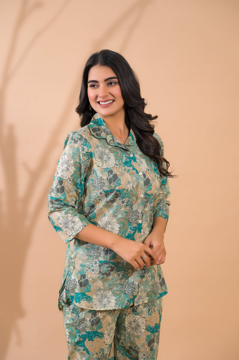 Sea Green Co-Ord Set with Palazzo Pants