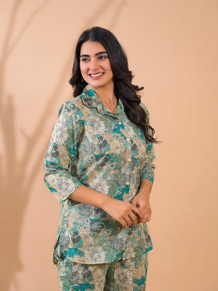 Sea Green Co-Ord Set with Palazzo Pants