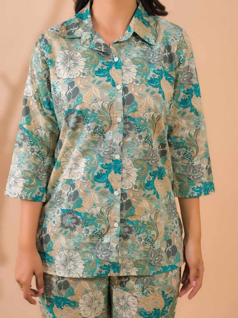 Sea Green Co-Ord Set with Palazzo Pants