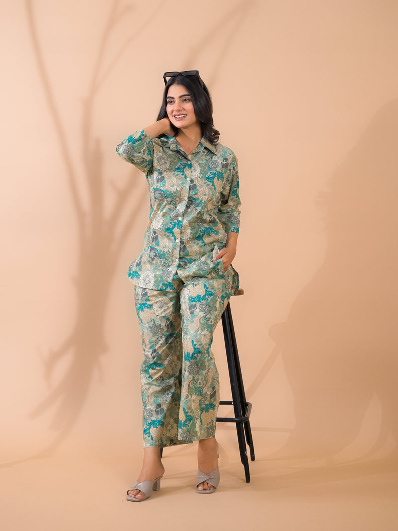 Sea Green Co-Ord Set with Palazzo Pants