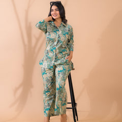 Sea Green Co-Ord Set with Palazzo Pants