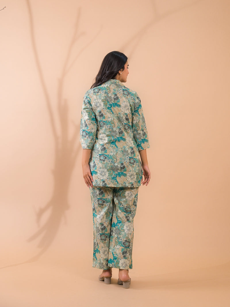 Sea Green Co-Ord Set with Palazzo Pants
