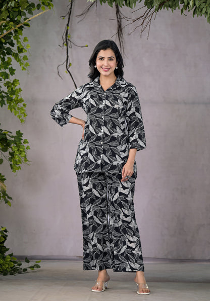 Leafy Abstract Black Co-Ord Set