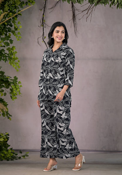 Leafy Abstract Black Co-Ord Set