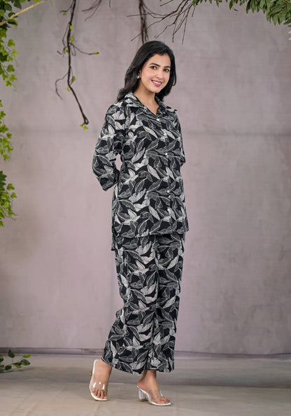 Leafy Abstract Black Co-Ord Set