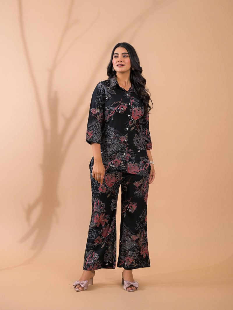 Black Co-Ord Set with Palazzo Pants