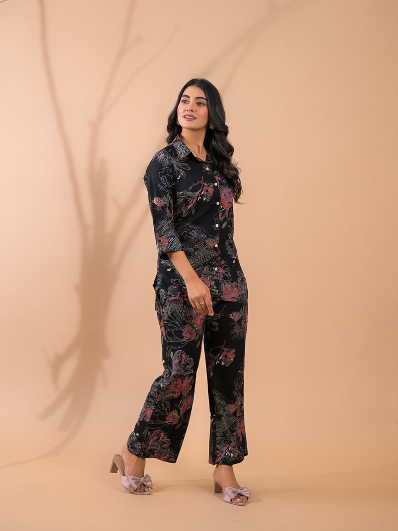 Black Co-Ord Set with Palazzo Pants