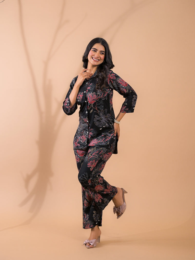 Black Co-Ord Set with Palazzo Pants