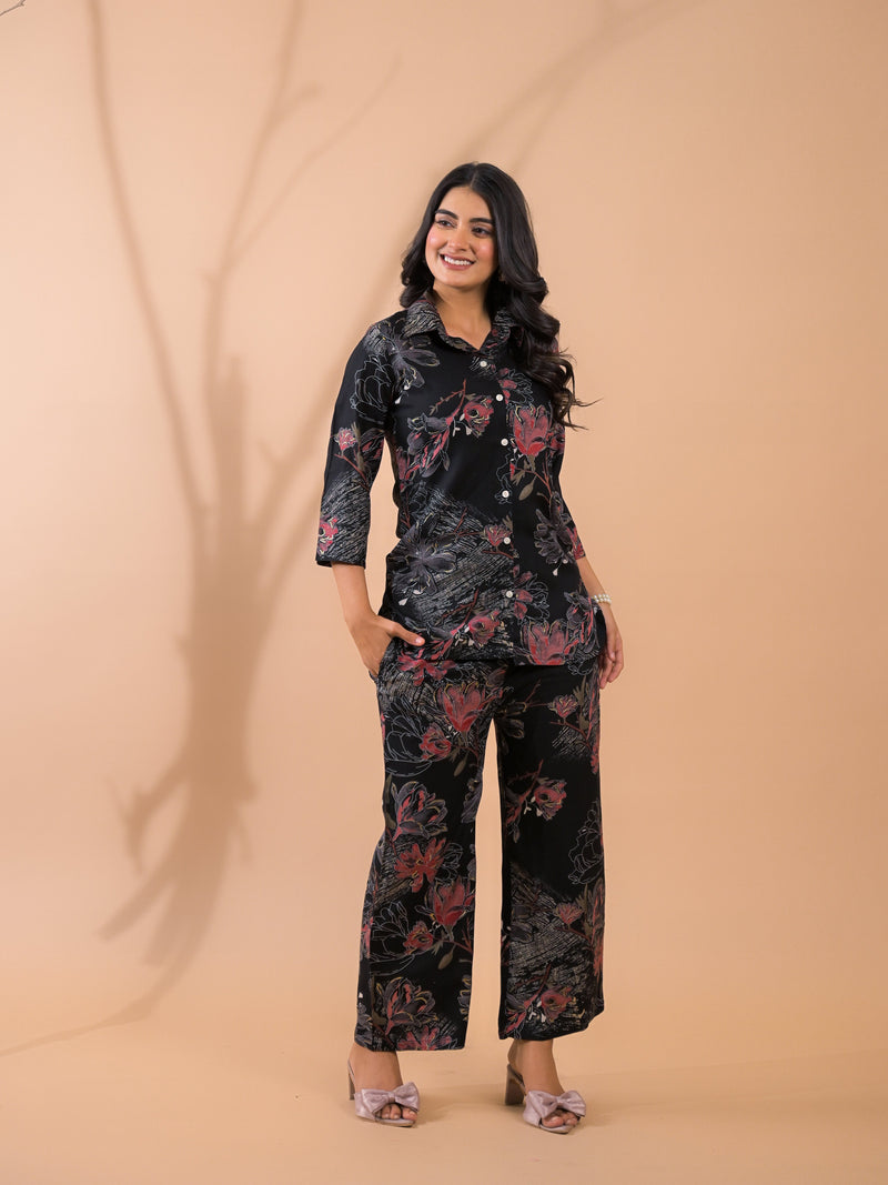 Black Co-Ord Set with Palazzo Pants