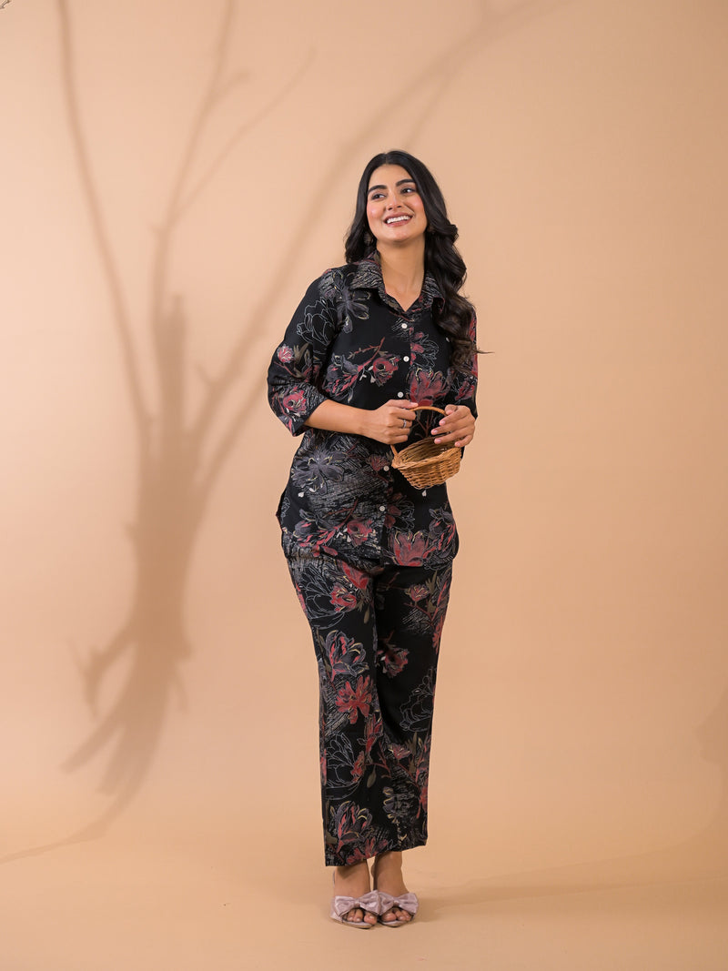 Black Co-Ord Set with Palazzo Pants