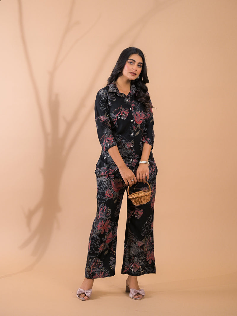 Black Co-Ord Set with Palazzo Pants