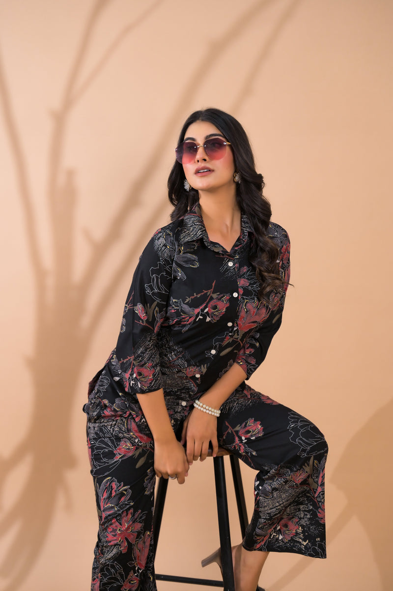 Black Co-Ord Set with Palazzo Pants