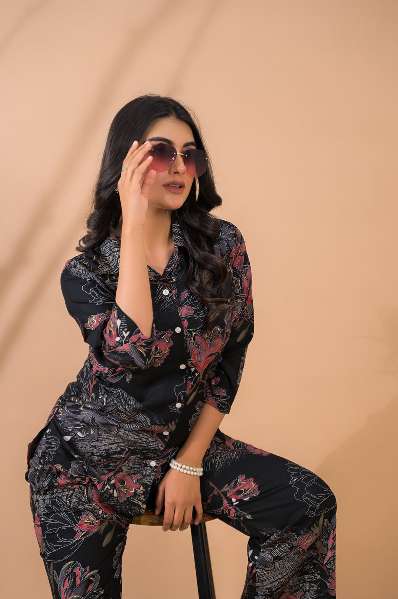 Black Co-Ord Set with Palazzo Pants