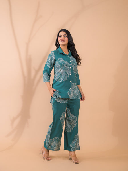 Teal Co-Ord Set with Palazzo Pants