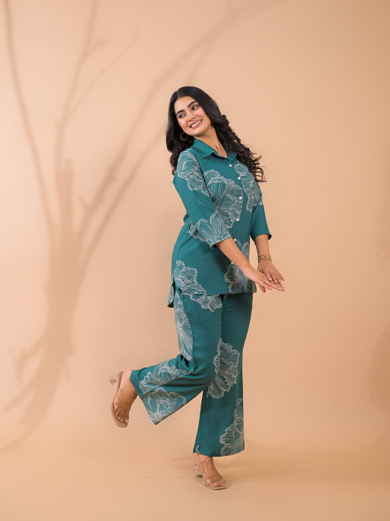 Teal Co-Ord Set with Palazzo Pants