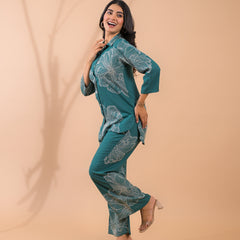 Teal Co-Ord Set with Palazzo Pants