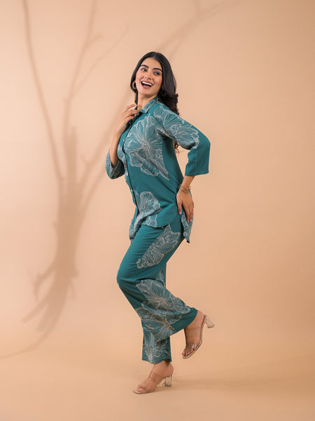 Teal Co-Ord Set with Palazzo Pants