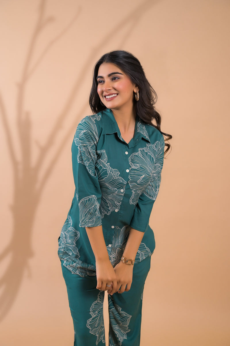 Teal Co-Ord Set with Palazzo Pants