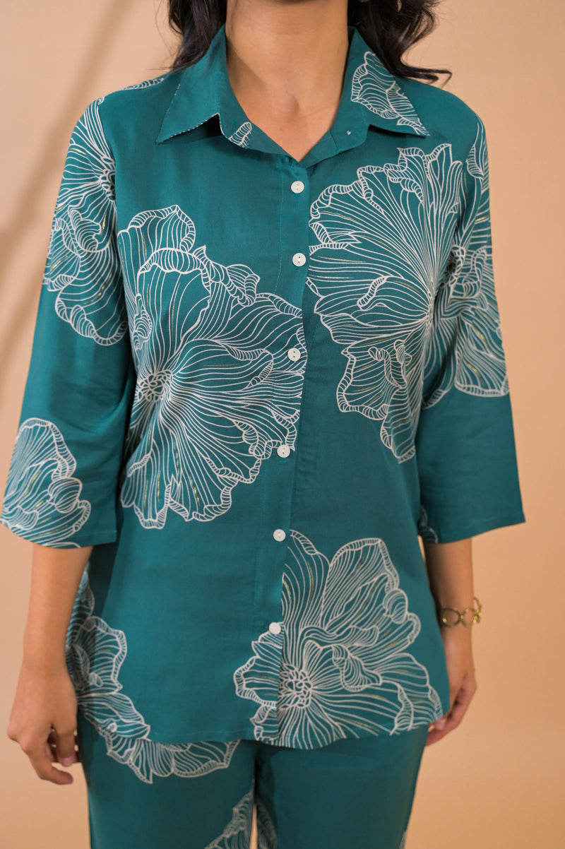 Teal Co-Ord Set with Palazzo Pants