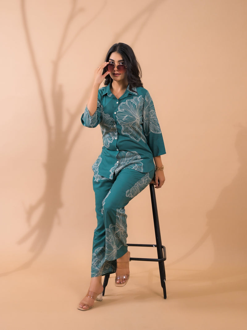 Teal Co-Ord Set with Palazzo Pants