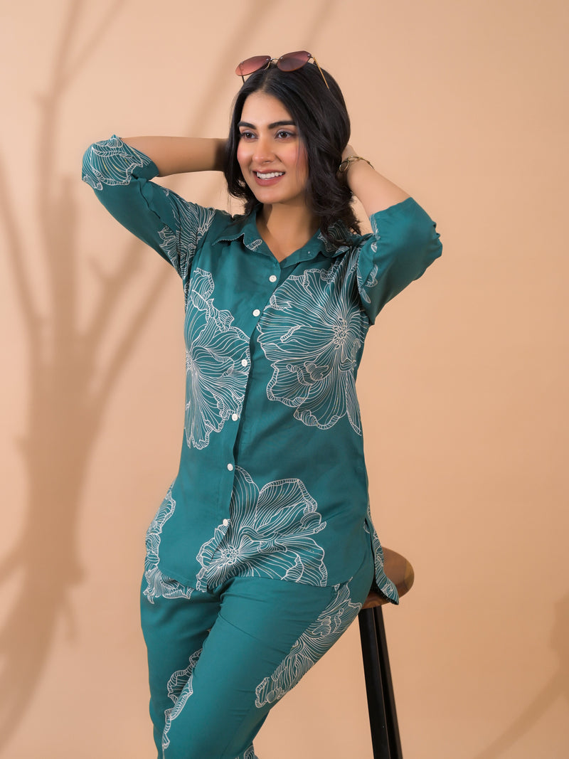 Teal Co-Ord Set with Palazzo Pants