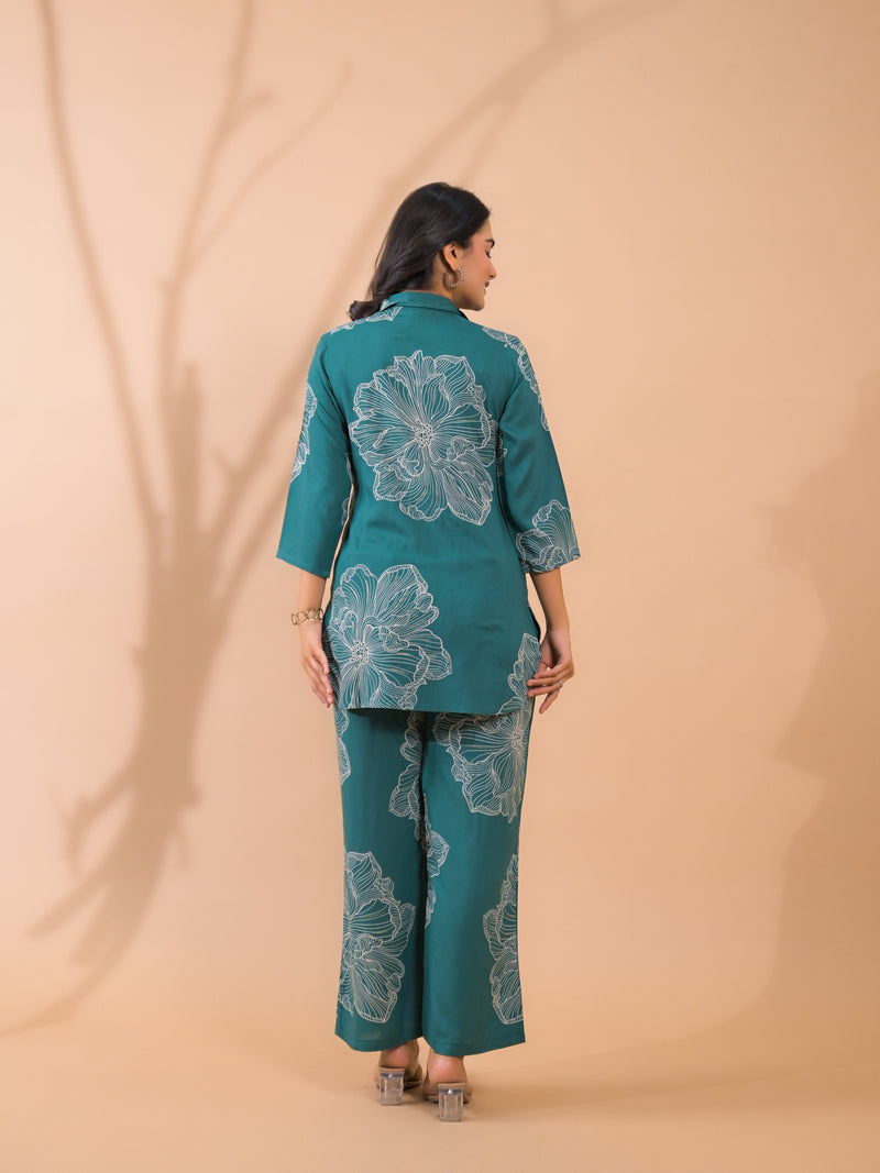 Teal Co-Ord Set with Palazzo Pants