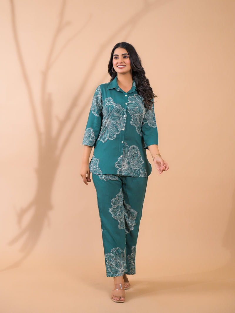 Teal Co-Ord Set with Palazzo Pants