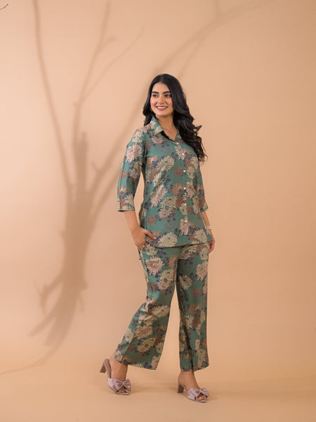 Green Co-Ord Set with Palazzo Pants