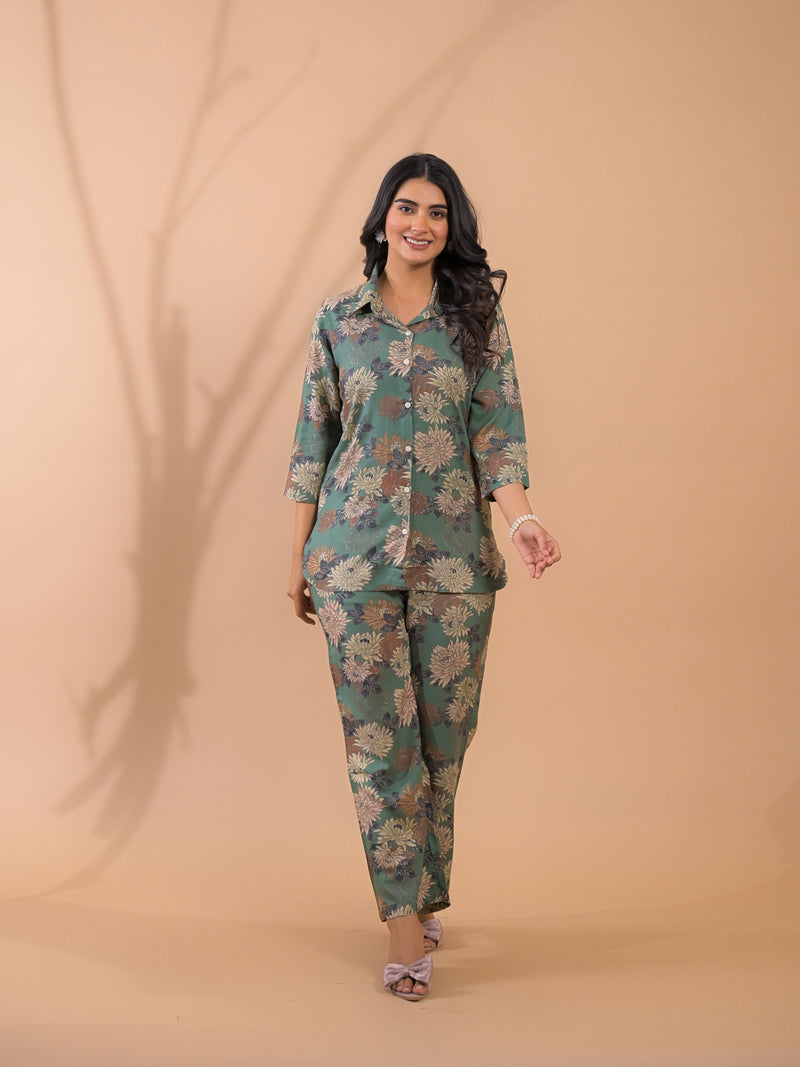 Green Co-Ord Set with Palazzo Pants