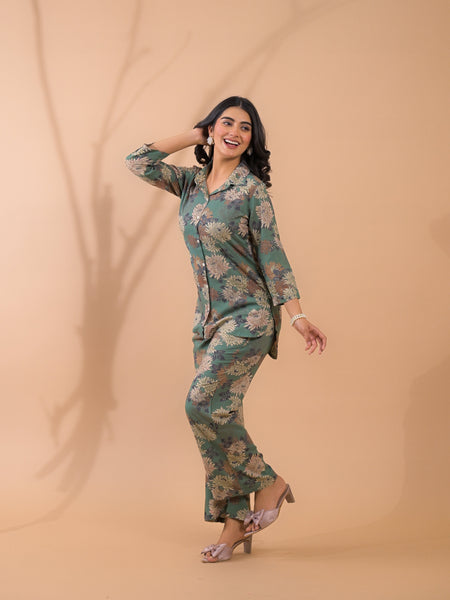 Green Co-Ord Set with Palazzo Pants