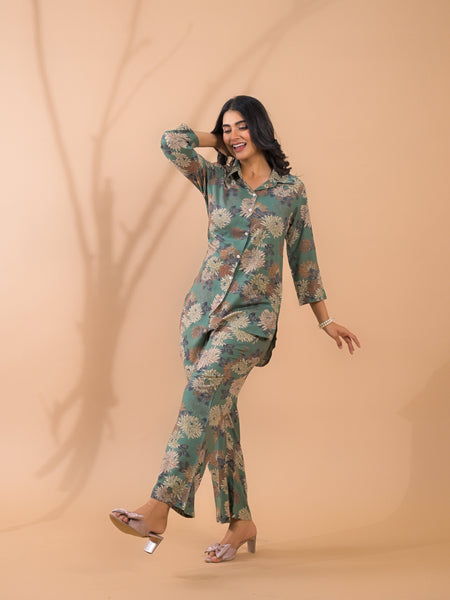 Green Co-Ord Set with Palazzo Pants