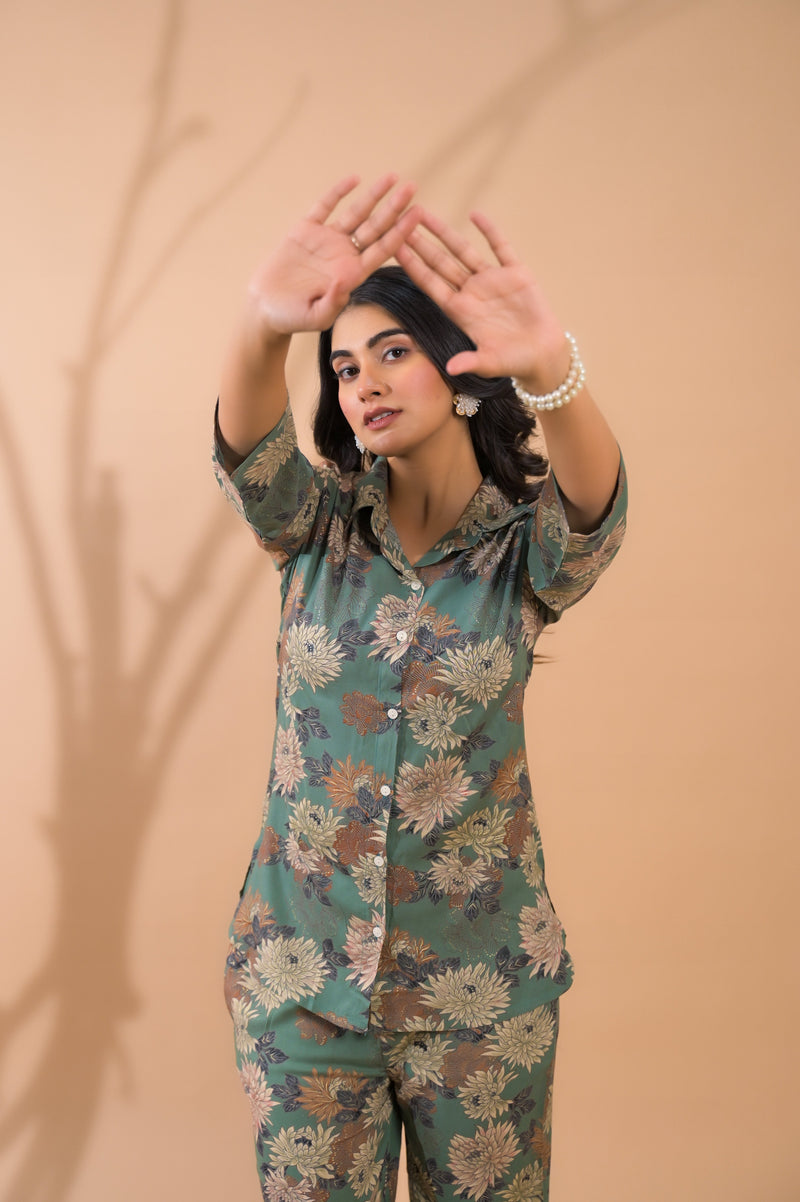 Green Co-Ord Set with Palazzo Pants