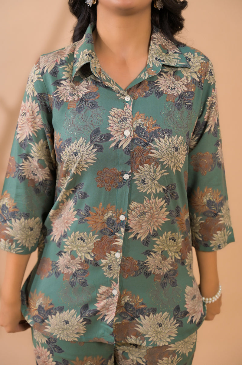 Green Co-Ord Set with Palazzo Pants