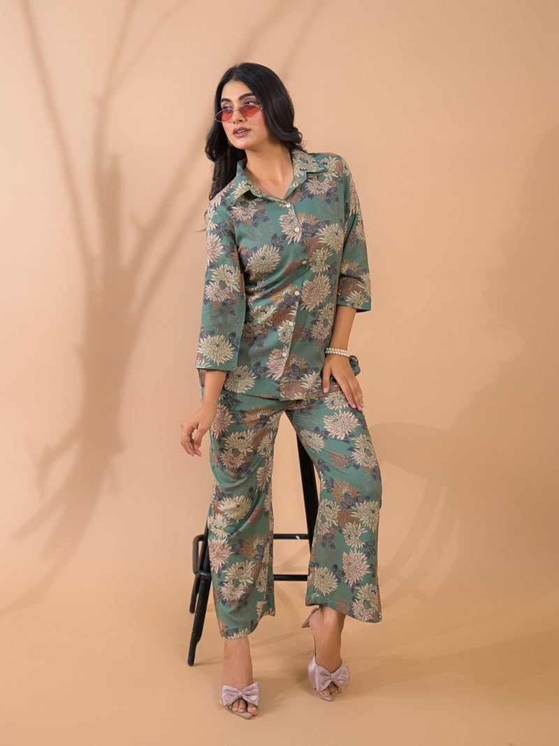 Green Co-Ord Set with Palazzo Pants