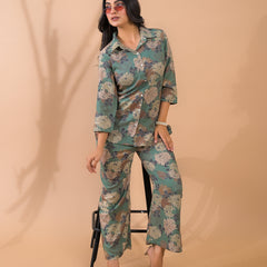 Green Co-Ord Set with Palazzo Pants