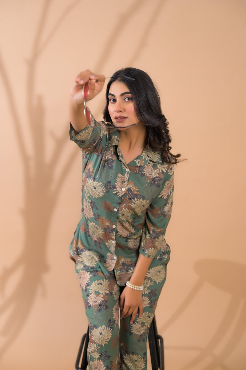 Green Co-Ord Set with Palazzo Pants