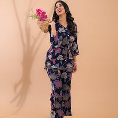 Blue Co-Ord Set with Palazzo Pants