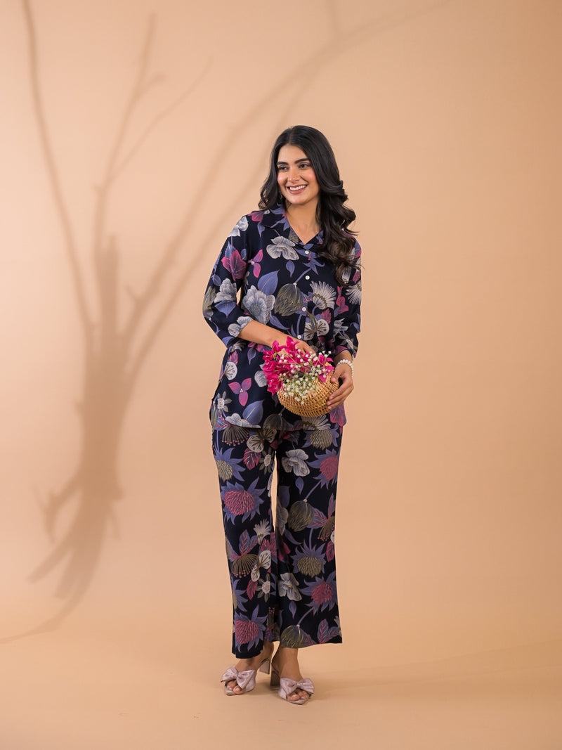 Blue Co-Ord Set with Palazzo Pants