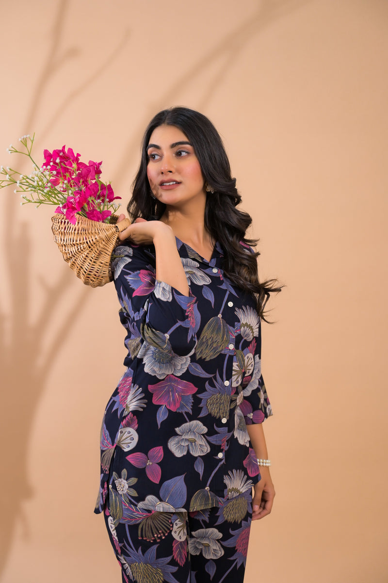 Blue Co-Ord Set with Palazzo Pants