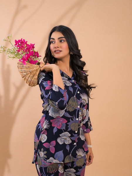 Blue Co-Ord Set with Palazzo Pants