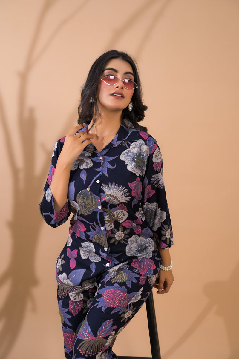 Blue Co-Ord Set with Palazzo Pants