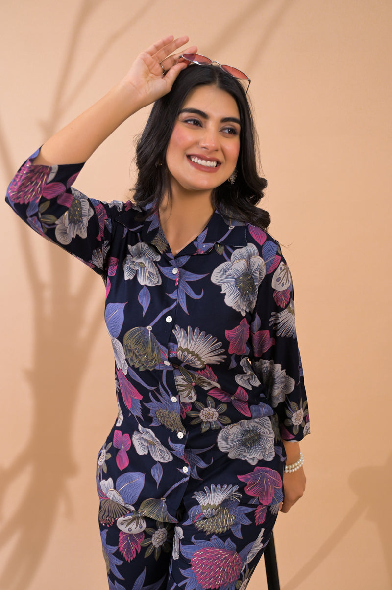 Blue Co-Ord Set with Palazzo Pants