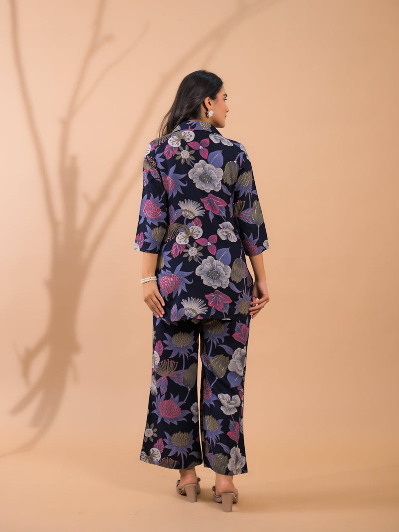 Blue Co-Ord Set with Palazzo Pants