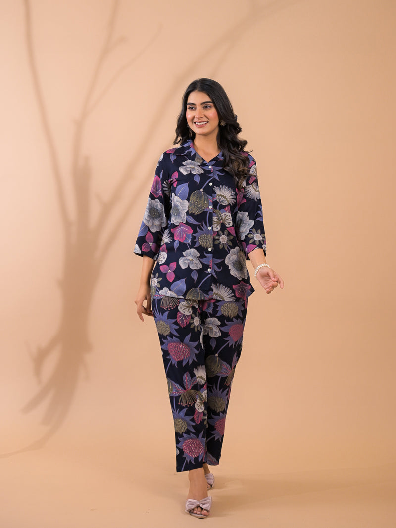 Blue Co-Ord Set with Palazzo Pants