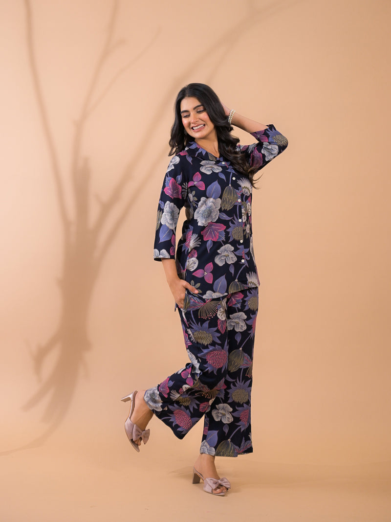 Blue Co-Ord Set with Palazzo Pants