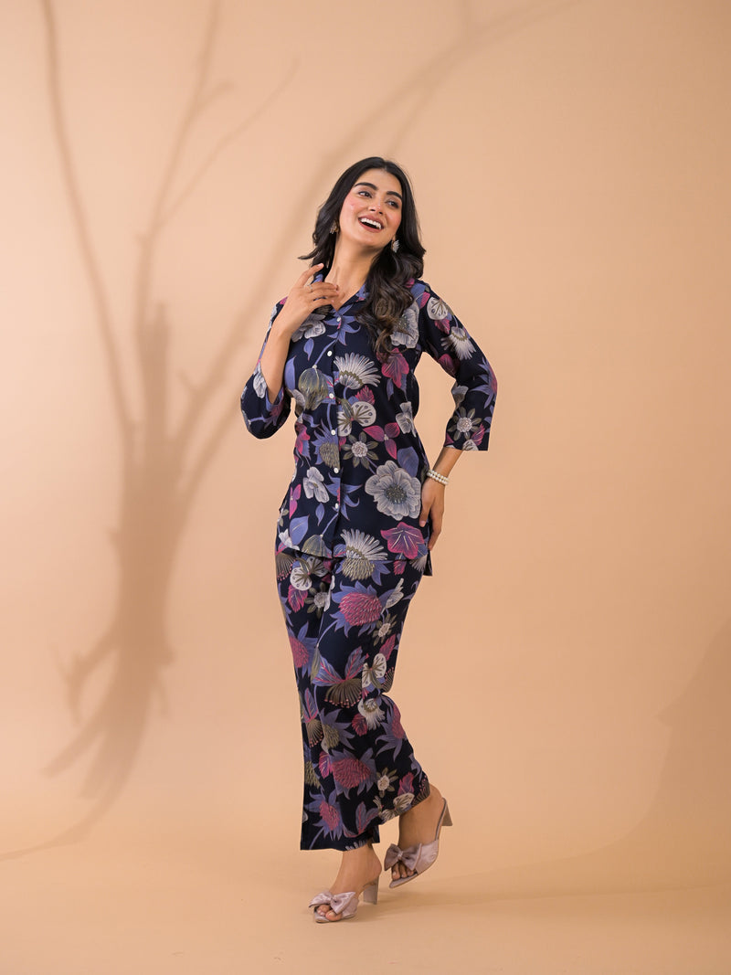 Blue Co-Ord Set with Palazzo Pants