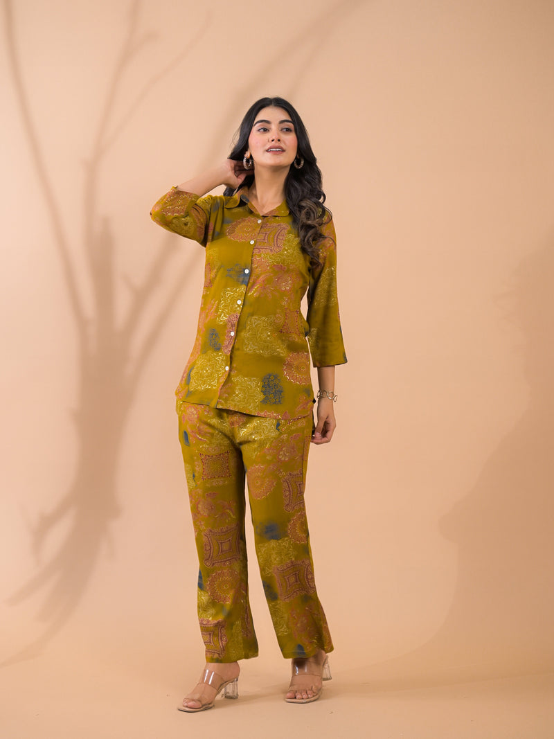 Mustard Co-Ord Set with Palazzo Pants