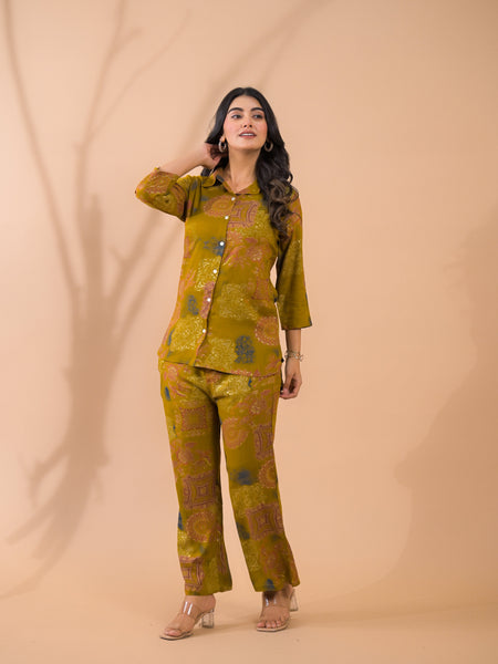 Mustard Co-Ord Set with Palazzo Pants