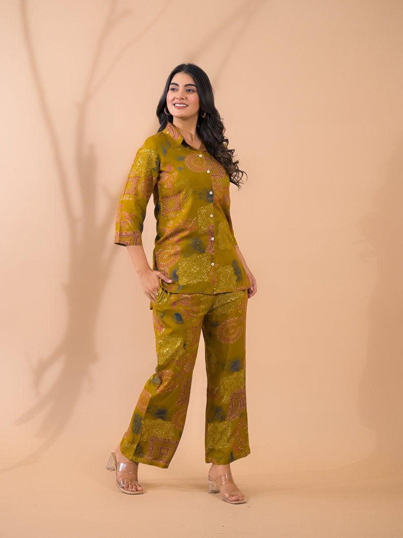 Mustard Co-Ord Set with Palazzo Pants