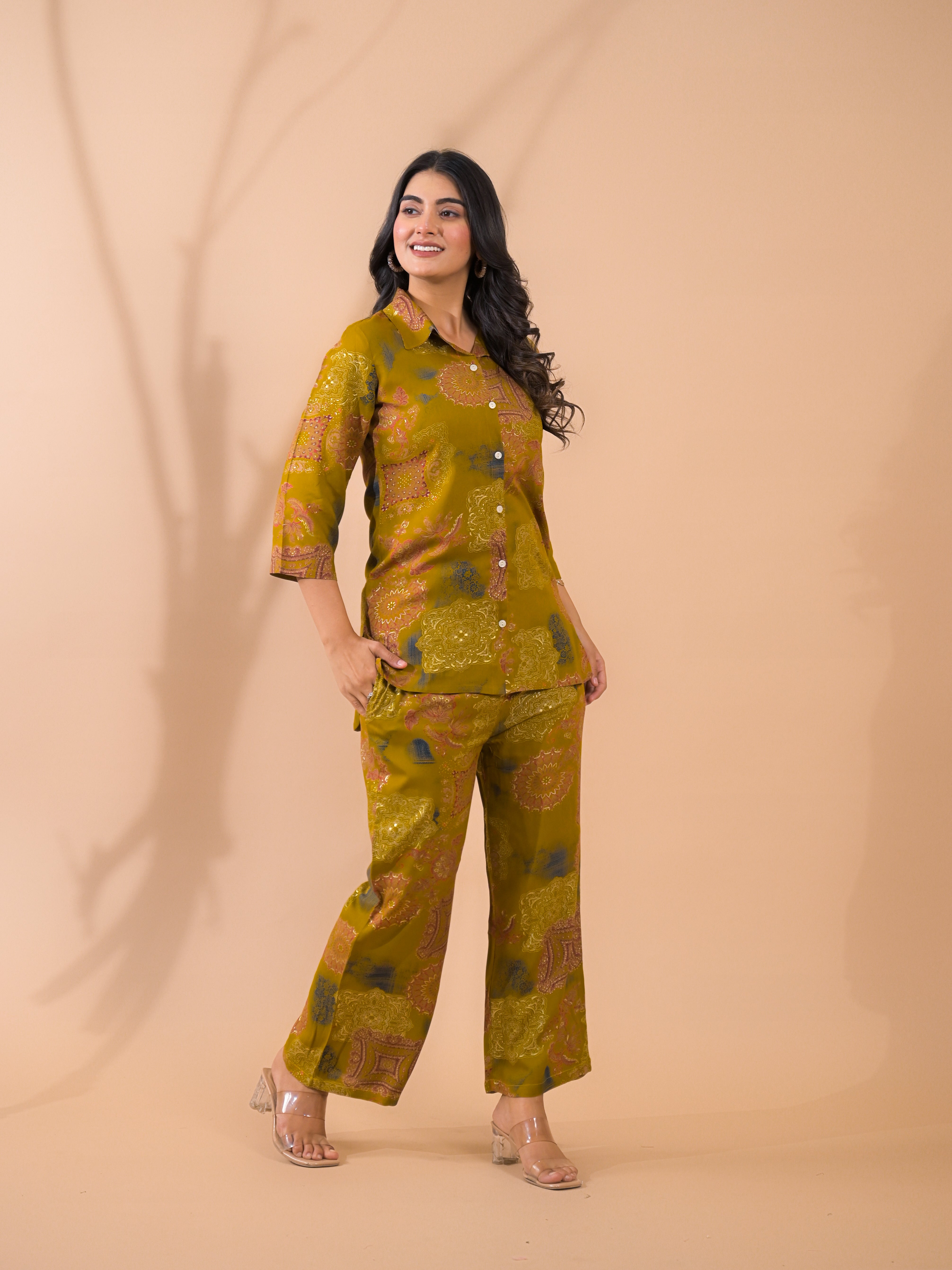 Mustard Co-Ord Set with Palazzo Pants